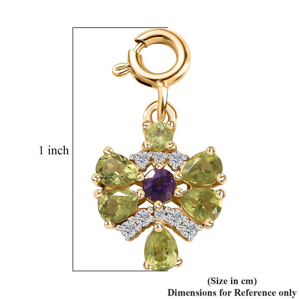 Peridot and Multi Gemstone Charm in Vermeil Yellow Gold Over Sterling Silver 1.15 ctw image number 5