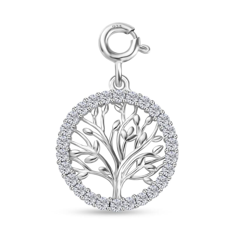 Moissanite Tree of Life Charm in Platinum Over Sterling Silver 0.75 ctw