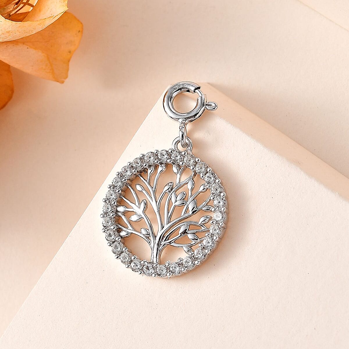 Moissanite Tree of Life Charm in Platinum Over Sterling Silver 0.75 ctw image number 1