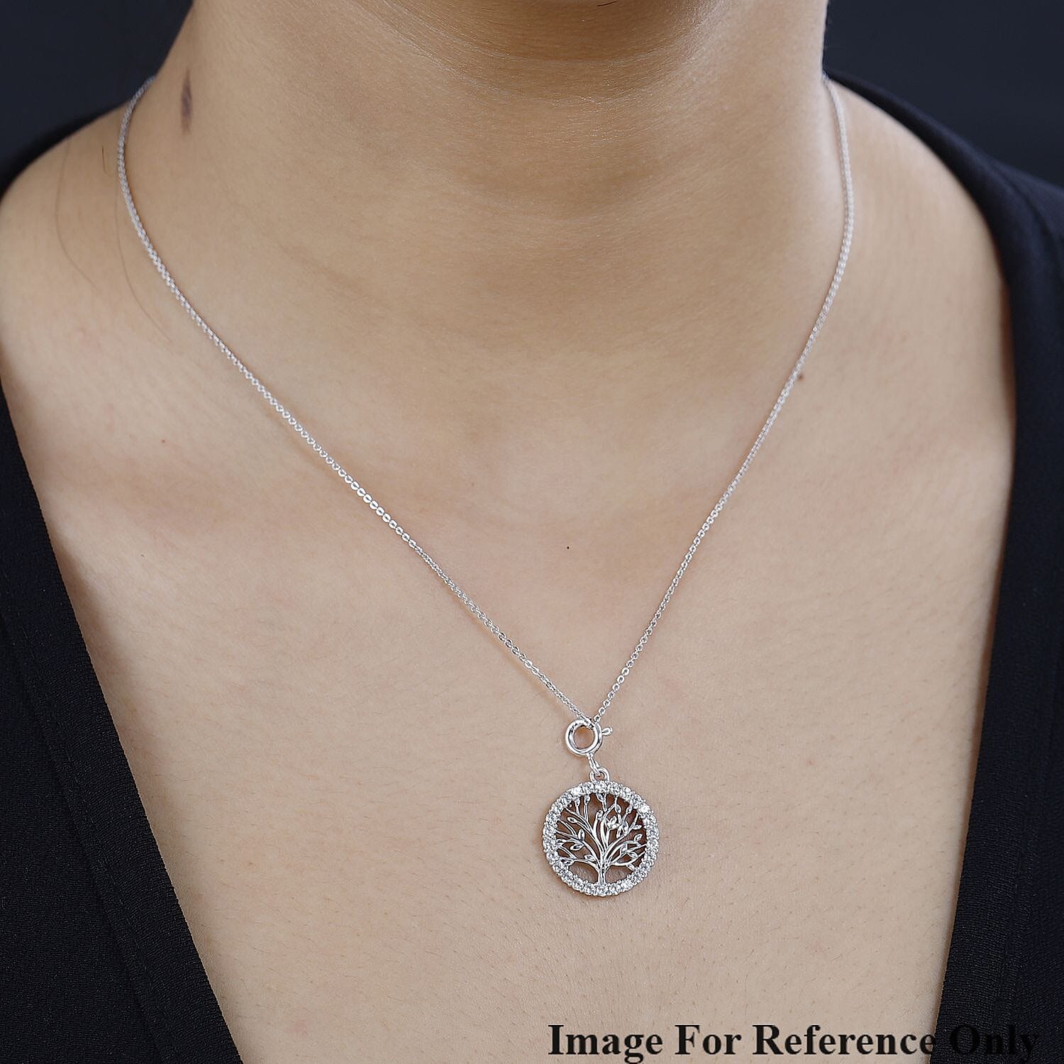 Moissanite Tree of Life Charm in Platinum Over Sterling Silver 0.75 ctw