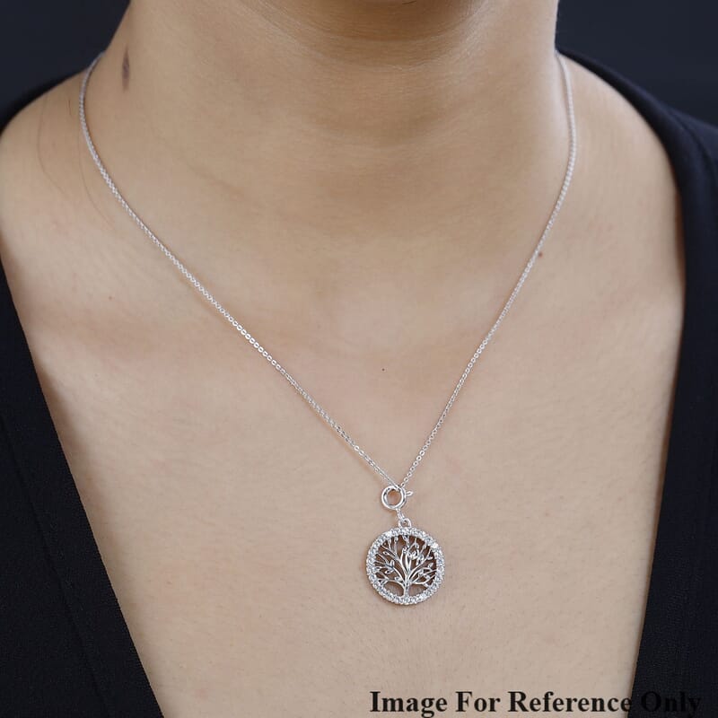 Moissanite Tree of Life Charm in Platinum Over Sterling Silver 0.75 ctw