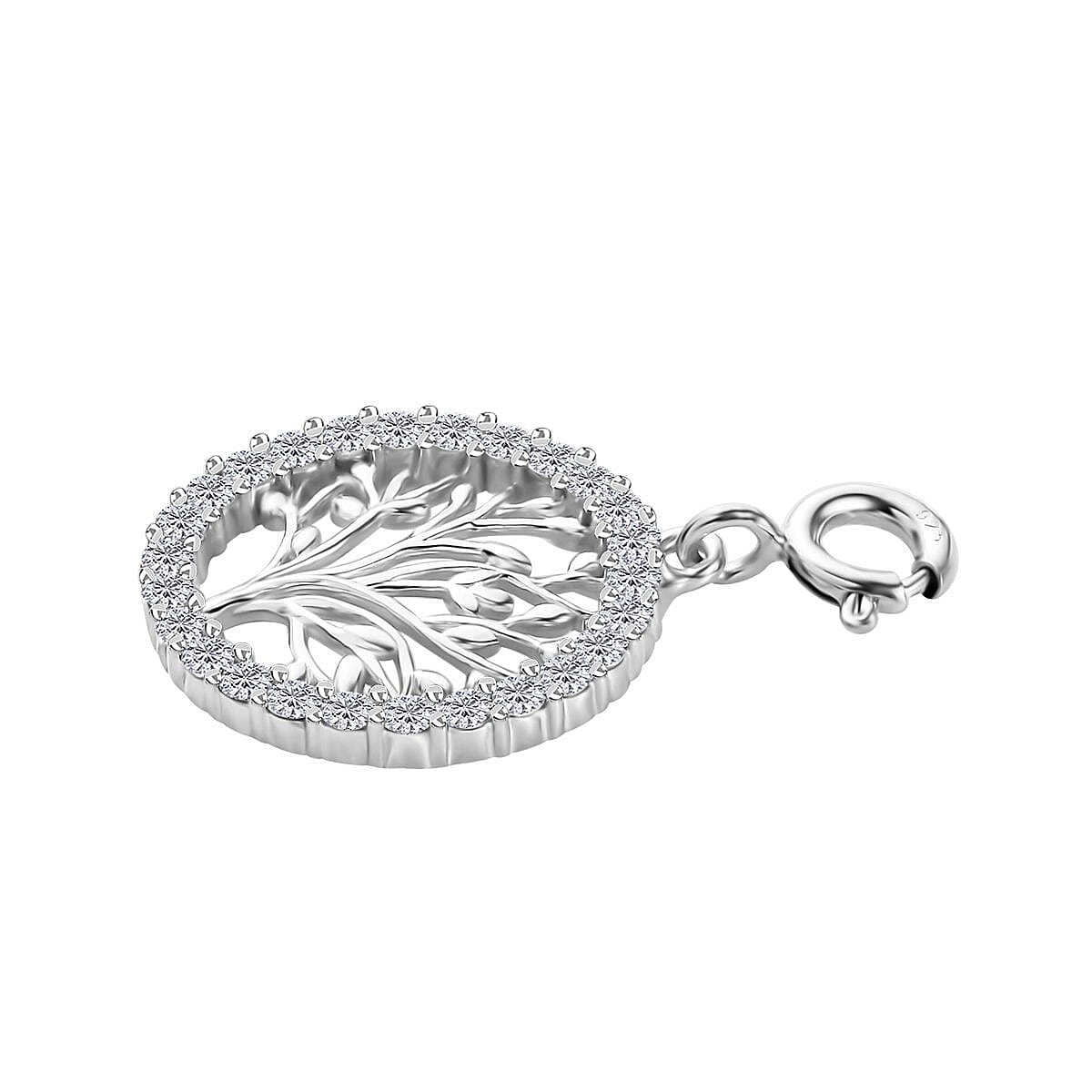 Moissanite Tree of Life Charm in Platinum Over Sterling Silver 0.75 ctw