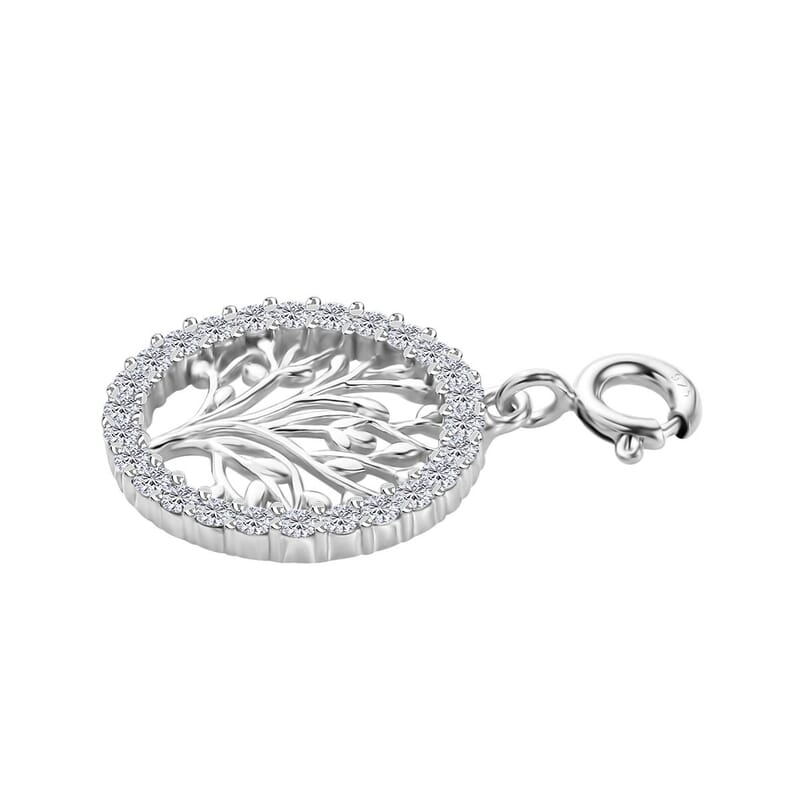 Moissanite Tree of Life Charm in Platinum Over Sterling Silver 0.75 ctw