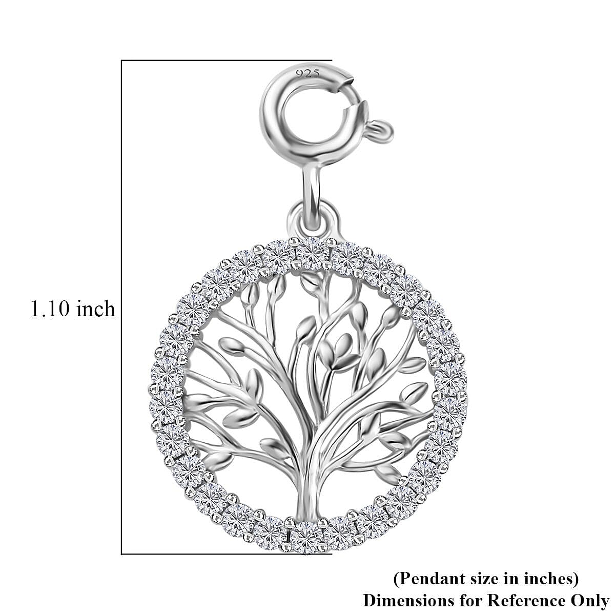 Moissanite Tree of Life Charm in Platinum Over Sterling Silver 0.75 ctw