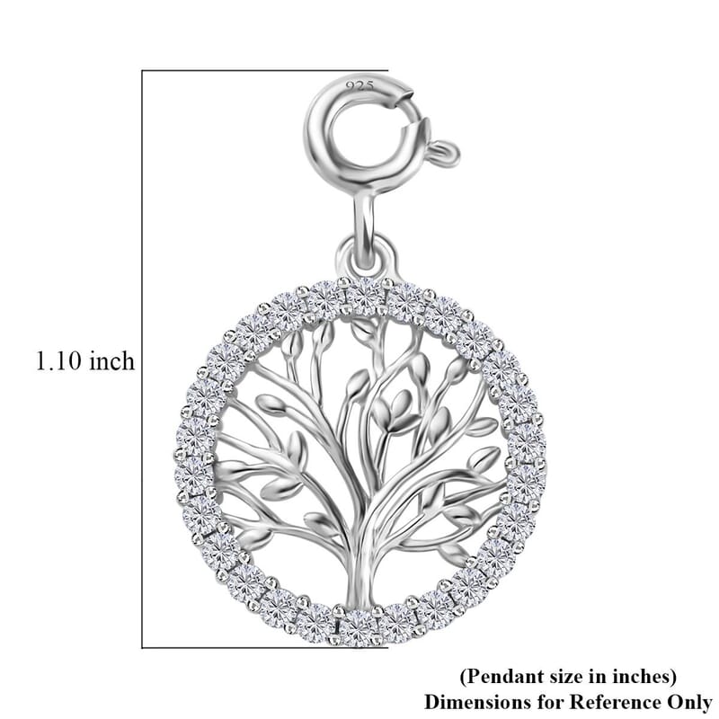Moissanite Tree of Life Charm in Platinum Over Sterling Silver 0.75 ctw