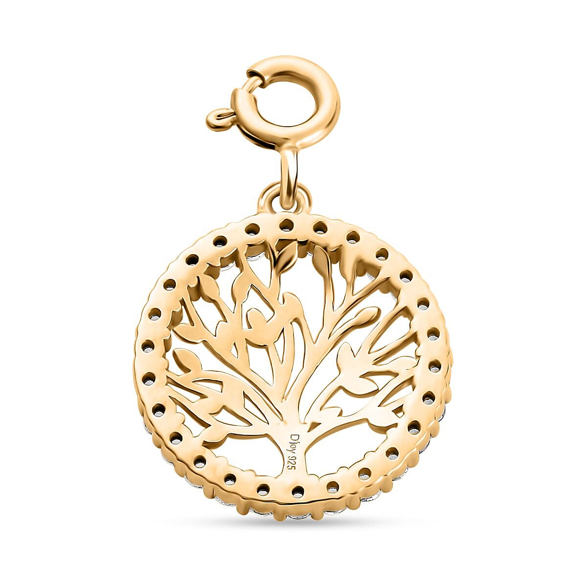 Moissanite Tree of Life Charm in Vermeil Yellow Gold Over Sterling Silver 0.75 ctw image number 4