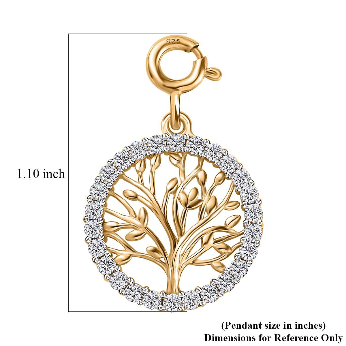 Moissanite Tree of Life Charm in Vermeil Yellow Gold Over Sterling Silver 0.75 ctw image number 5