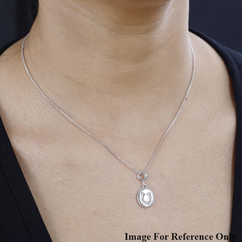 Moissanite Lucky Horseshoe Charm in Platinum Over Sterling Silver 0.10 ctw