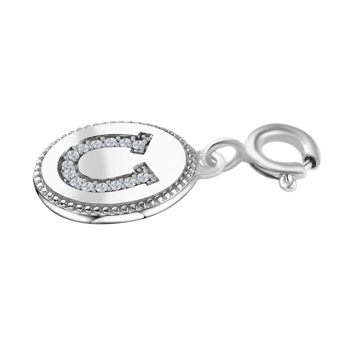 Moissanite Lucky Horseshoe Charm in Platinum Over Sterling Silver 0.10 ctw image number 3