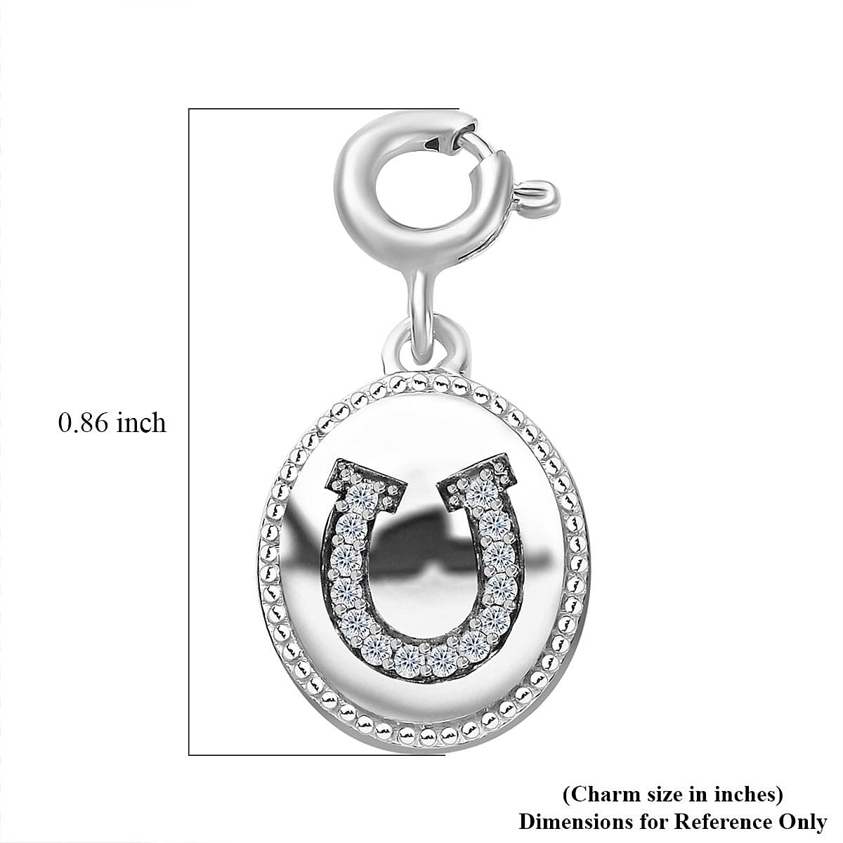 Moissanite Lucky Horseshoe Charm in Platinum Over Sterling Silver 0.10 ctw