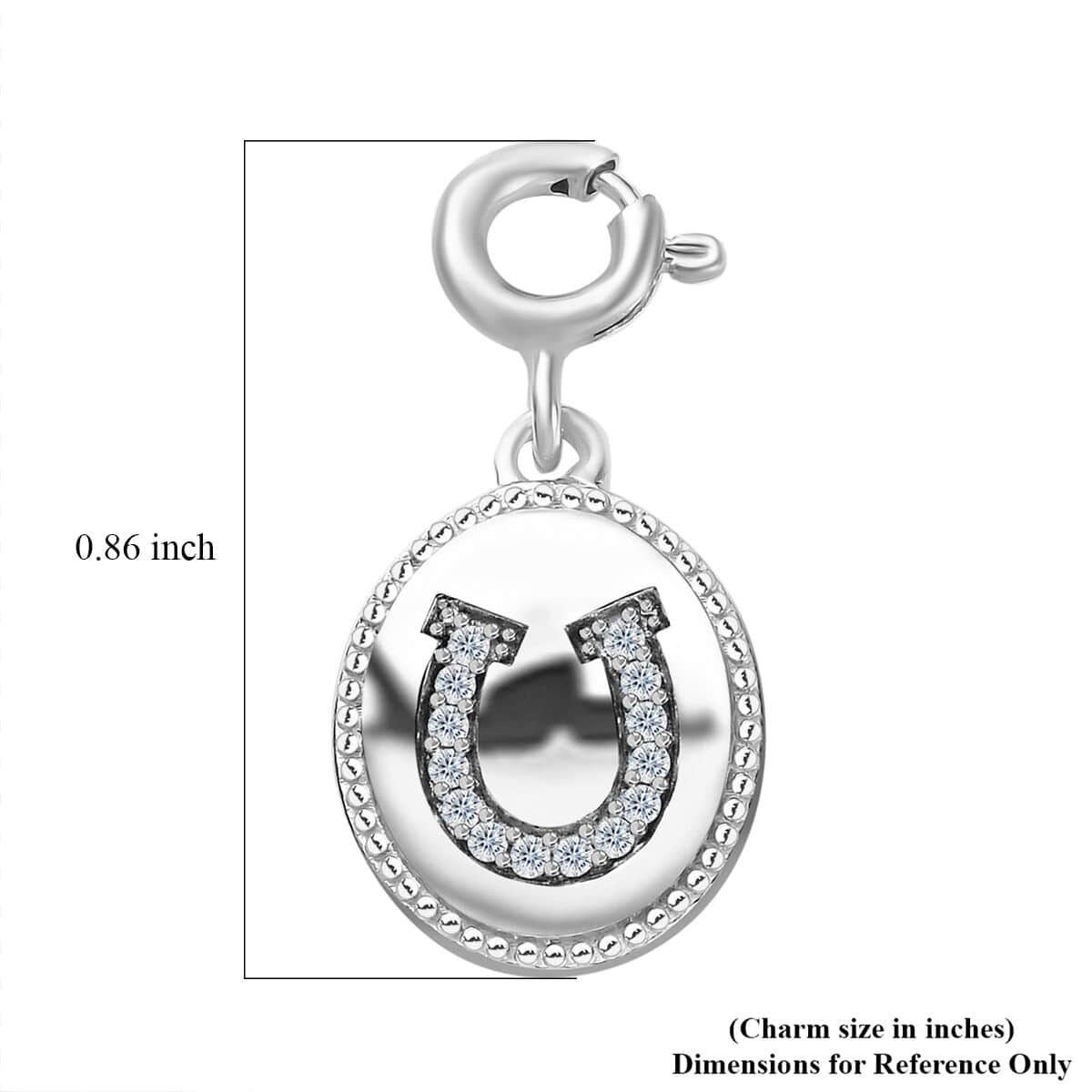 Moissanite Lucky Horseshoe Charm in Platinum Over Sterling Silver 0.10 ctw image number 5