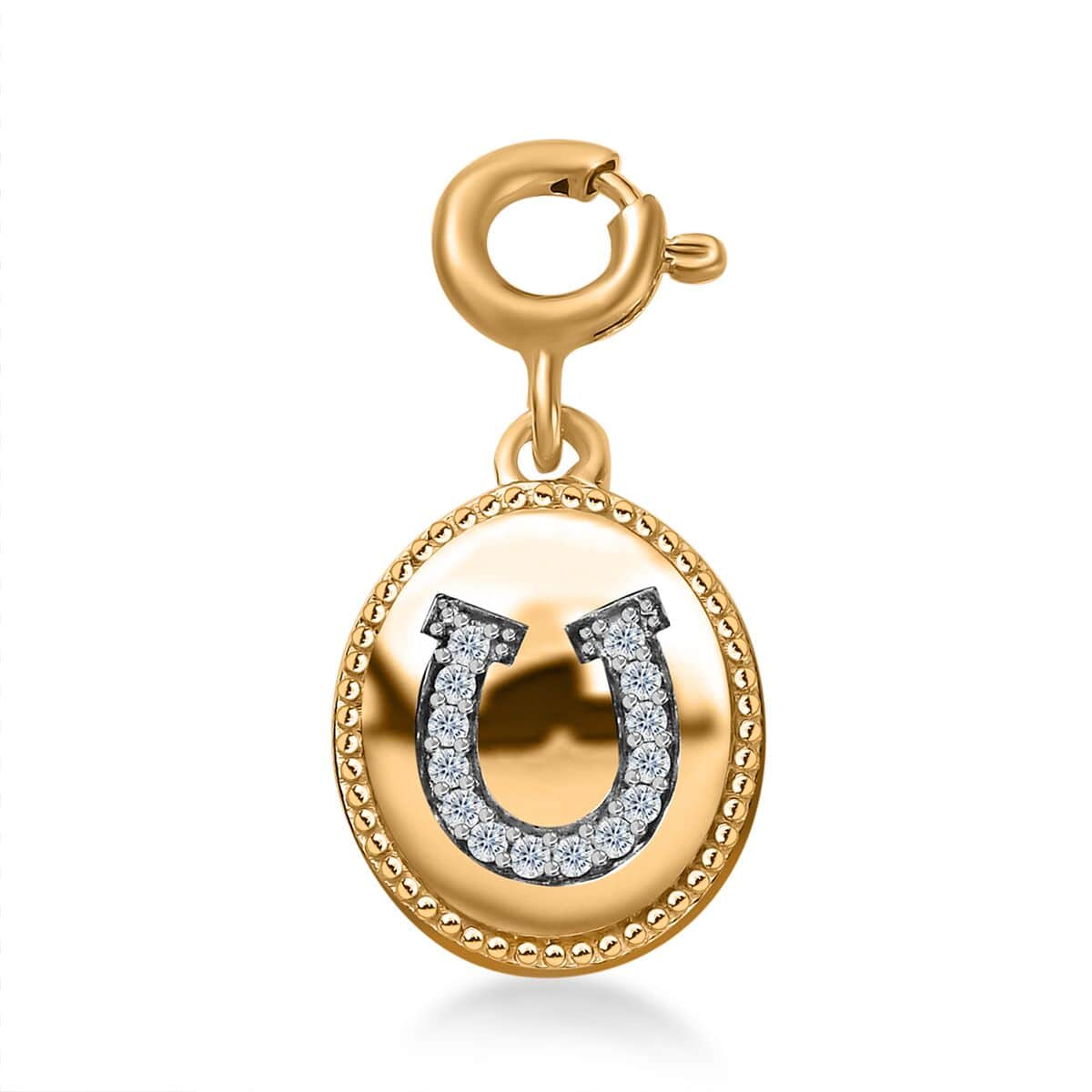 Moissanite Lucky Horseshoe Charm in Vermeil Yellow Gold Over Sterling Silver 0.10 ctw image number 0