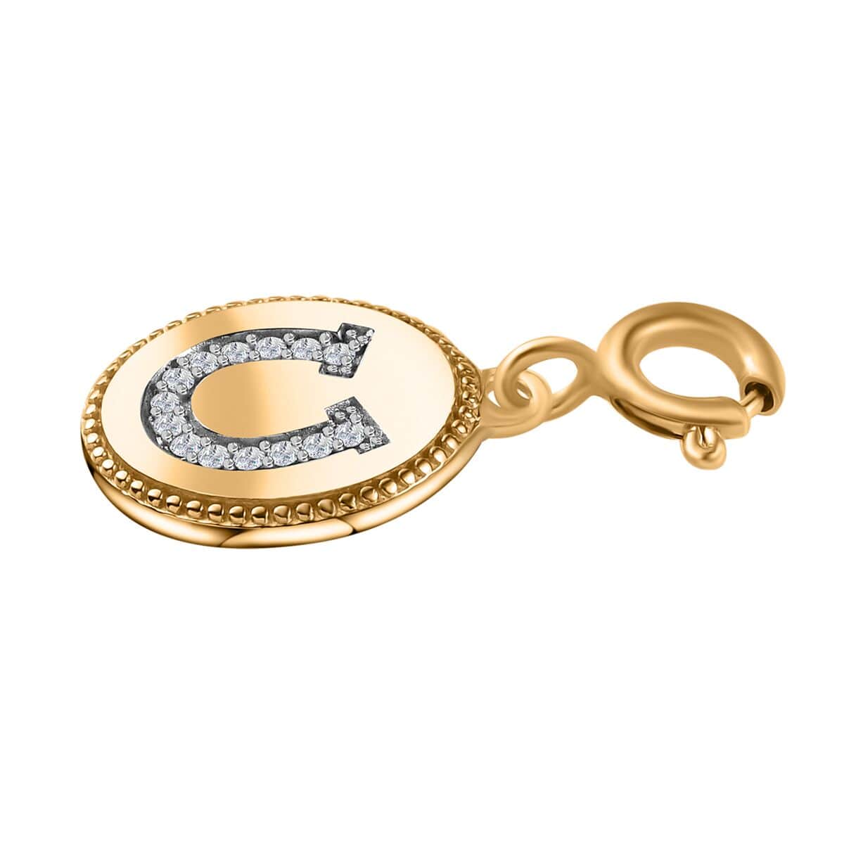 Moissanite Lucky Horseshoe Charm in Vermeil Yellow Gold Over Sterling Silver 0.10 ctw image number 3