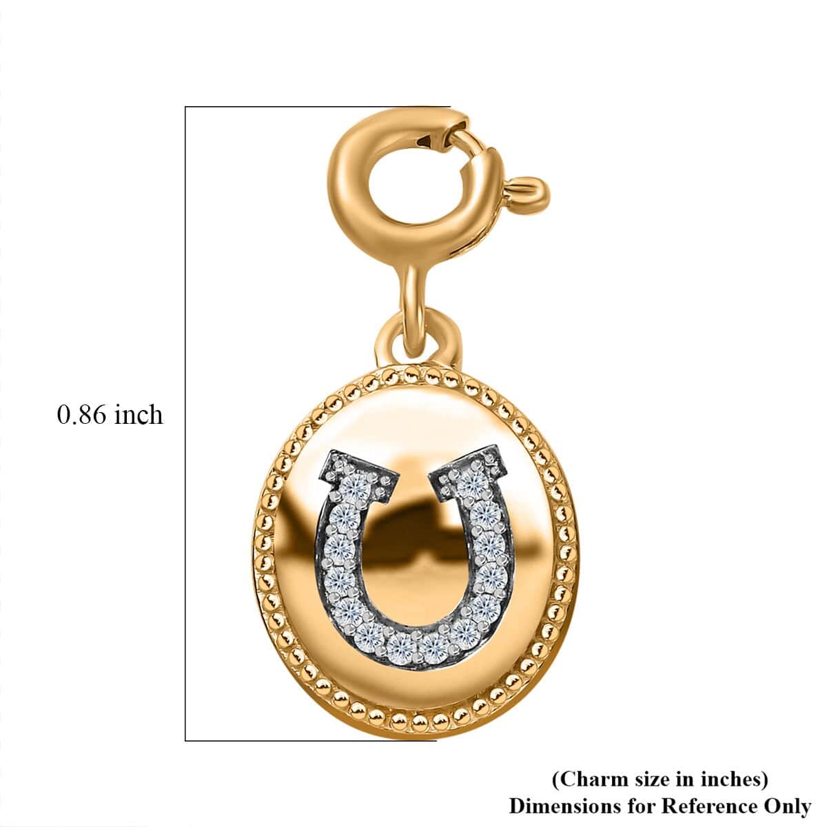 Moissanite Lucky Horseshoe Charm in Vermeil Yellow Gold Over Sterling Silver 0.10 ctw image number 5