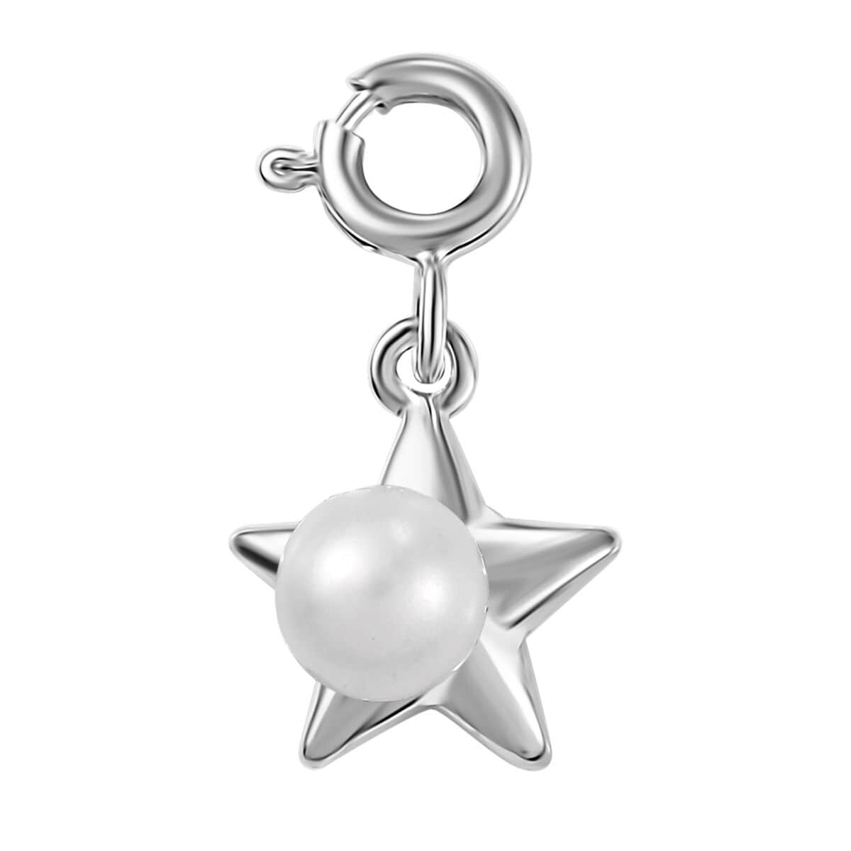 Freshwater Pearl Charm in Platinum Over Sterling Silver image number 0