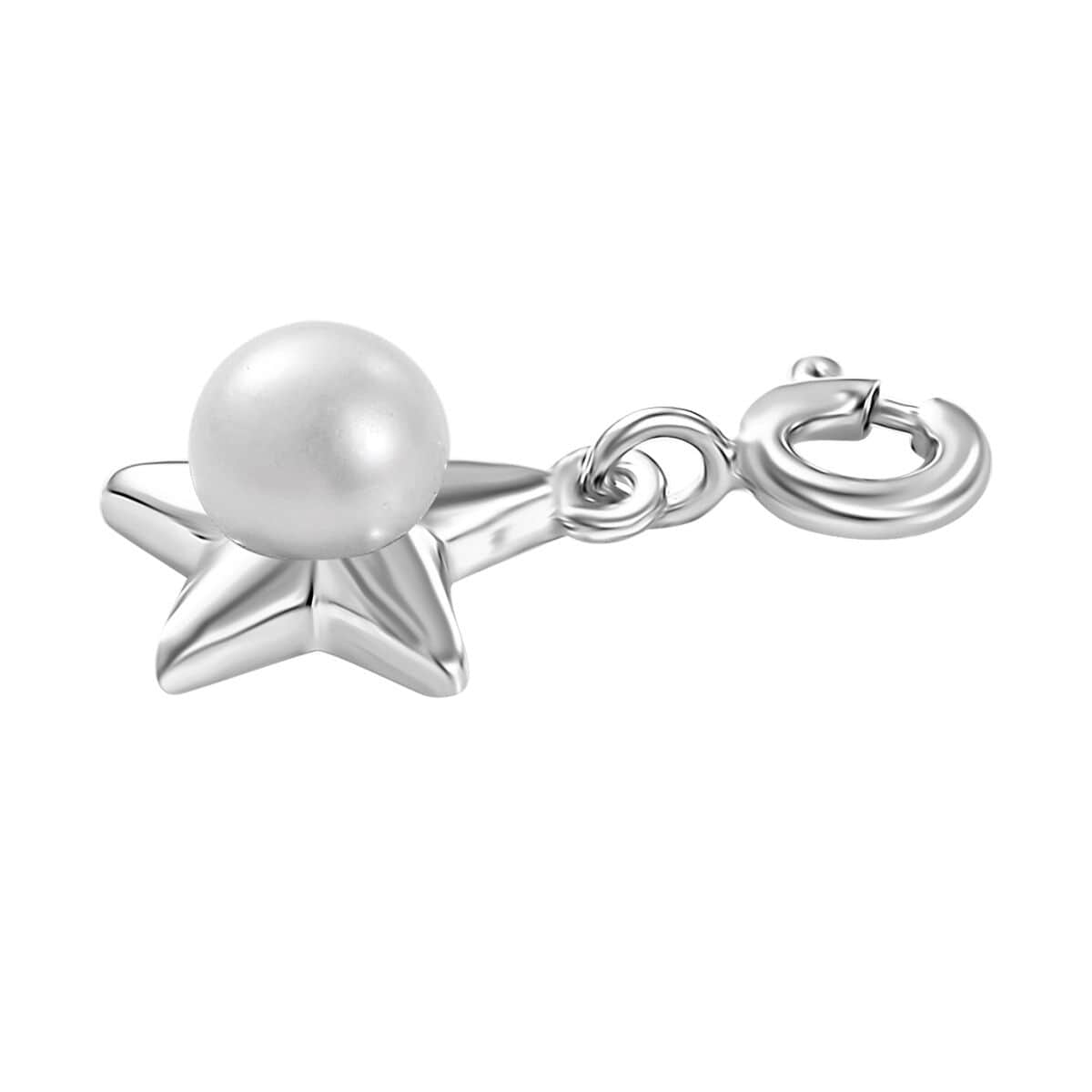 Freshwater Pearl Charm in Platinum Over Sterling Silver image number 3