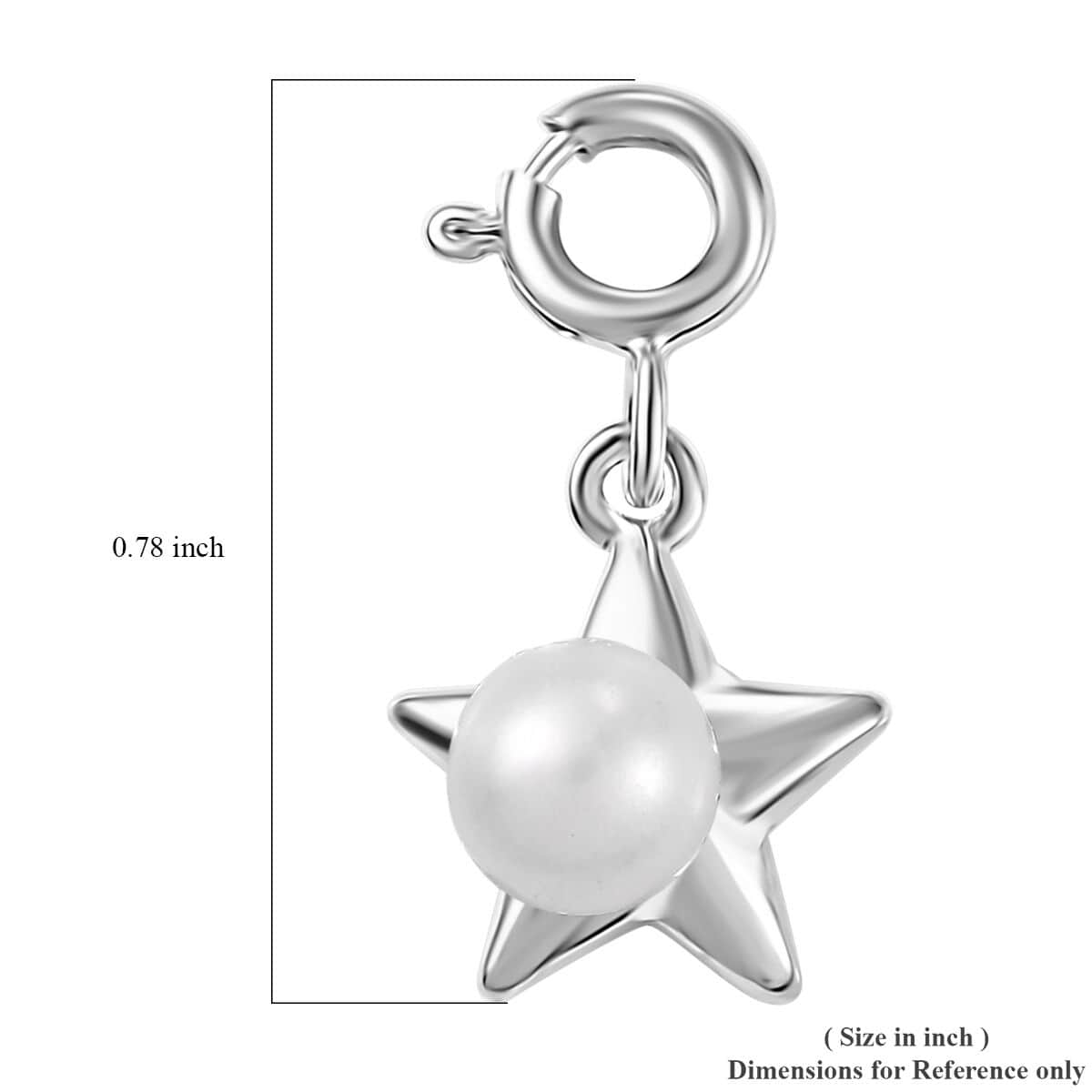 Freshwater Pearl Charm in Platinum Over Sterling Silver image number 5