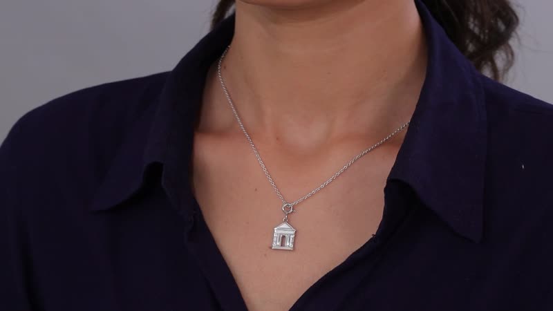 Platinum Over Sterling Silver Museum Charm 3.20 Grams