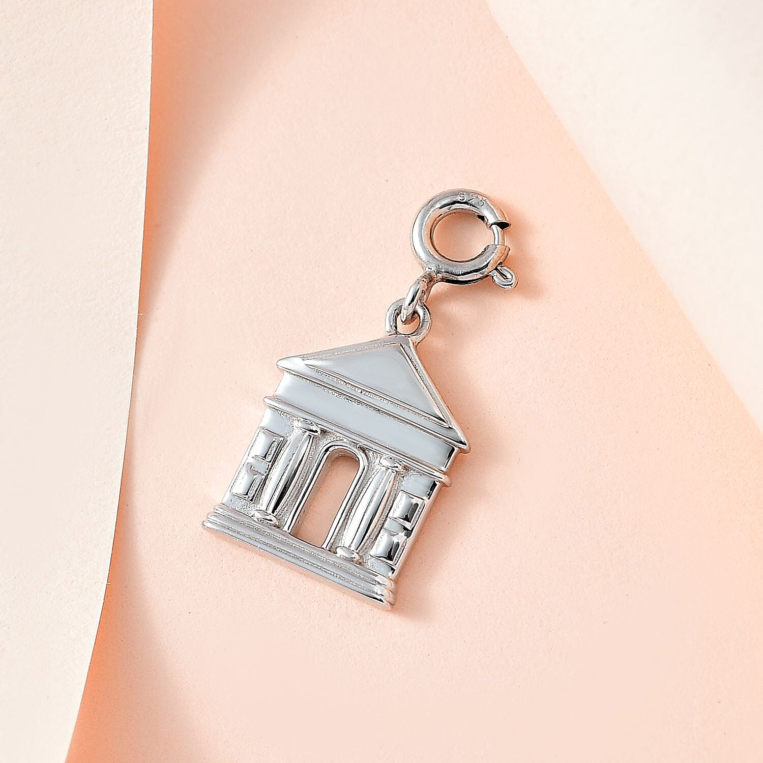 Platinum Over Sterling Silver Museum Charm 3.20 Grams