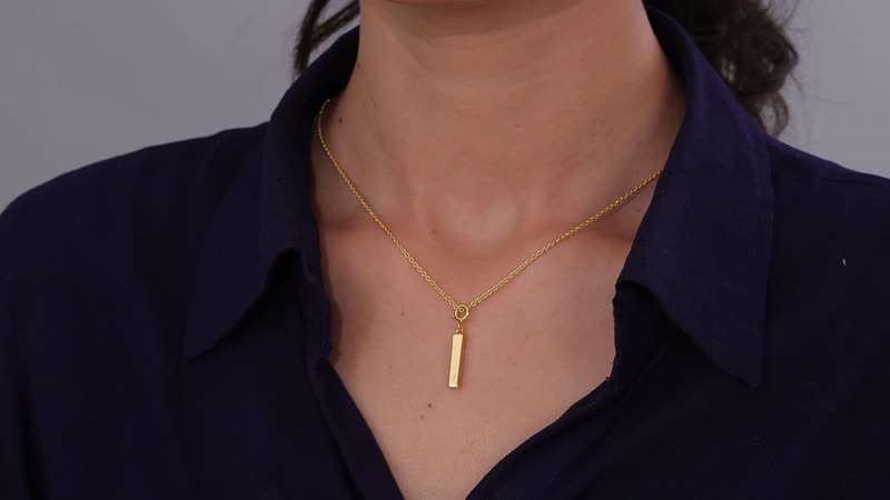 Vermeil Yellow Gold Over Sterling Silver Bar Charm 2.10 Grams