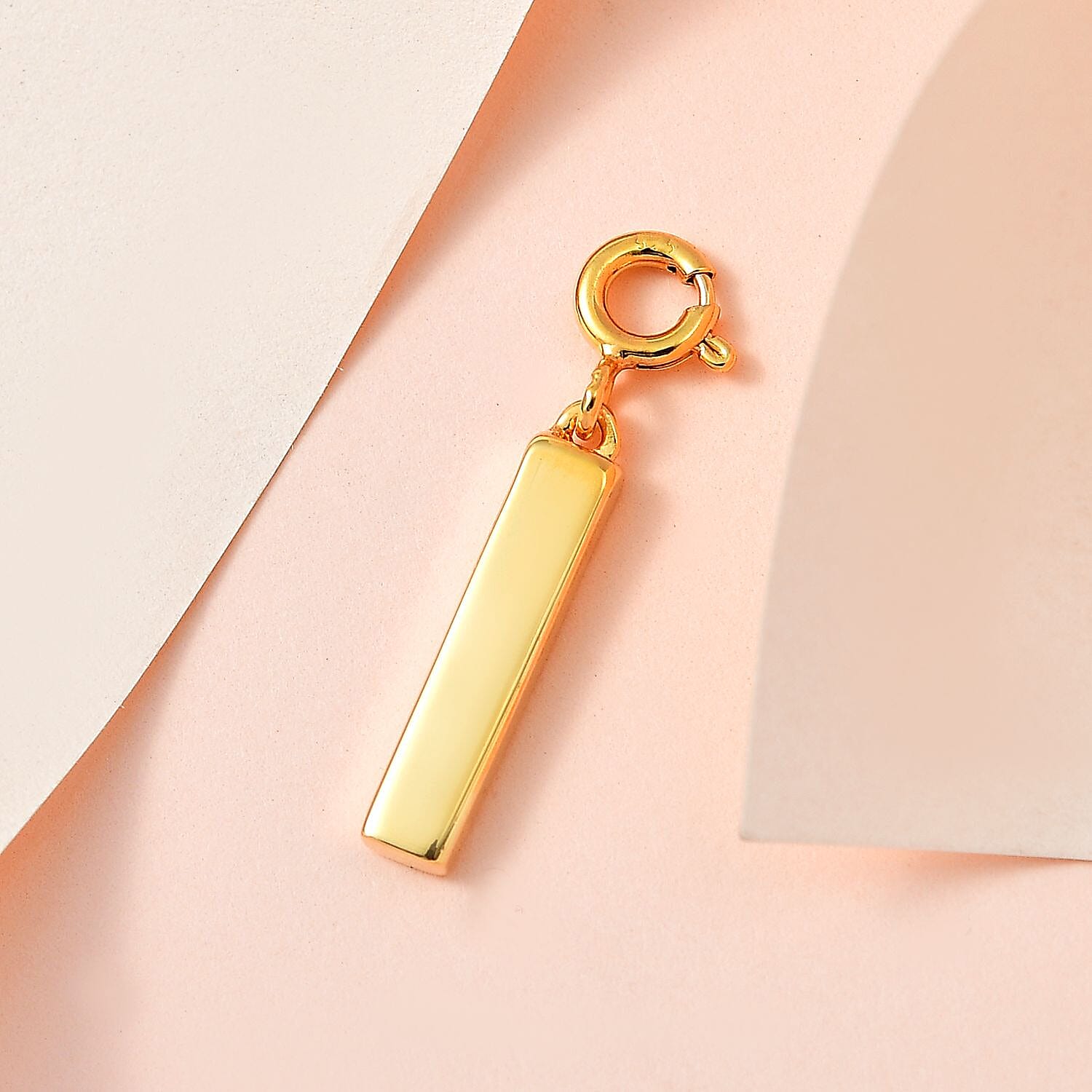 Vermeil Yellow Gold Over Sterling Silver Bar Charm 2.10 Grams