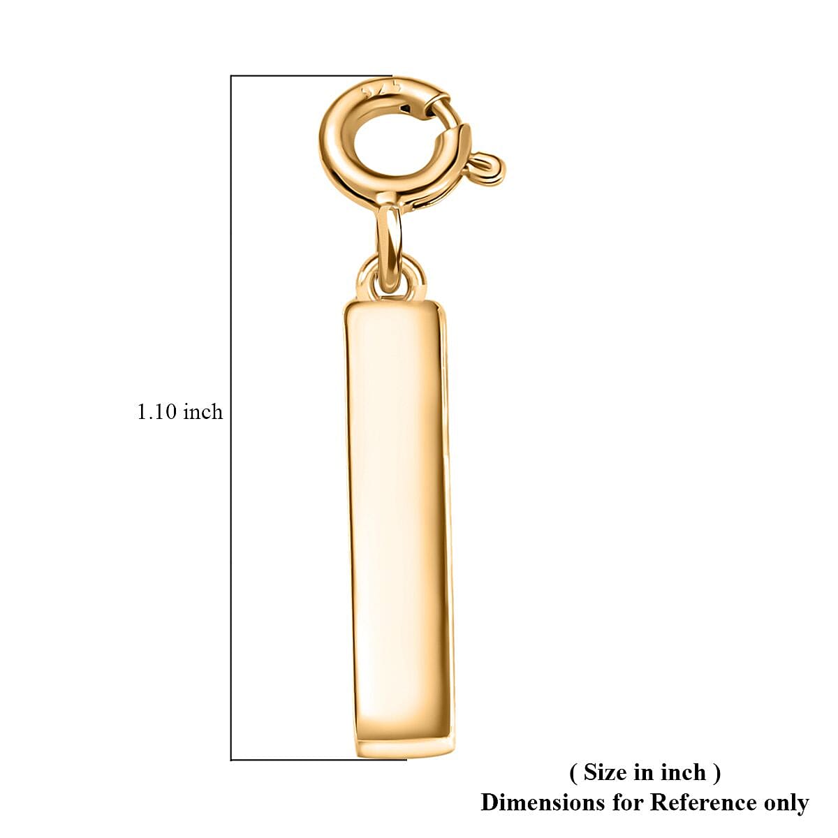 Vermeil Yellow Gold Over Sterling Silver Bar Charm 2.10 Grams