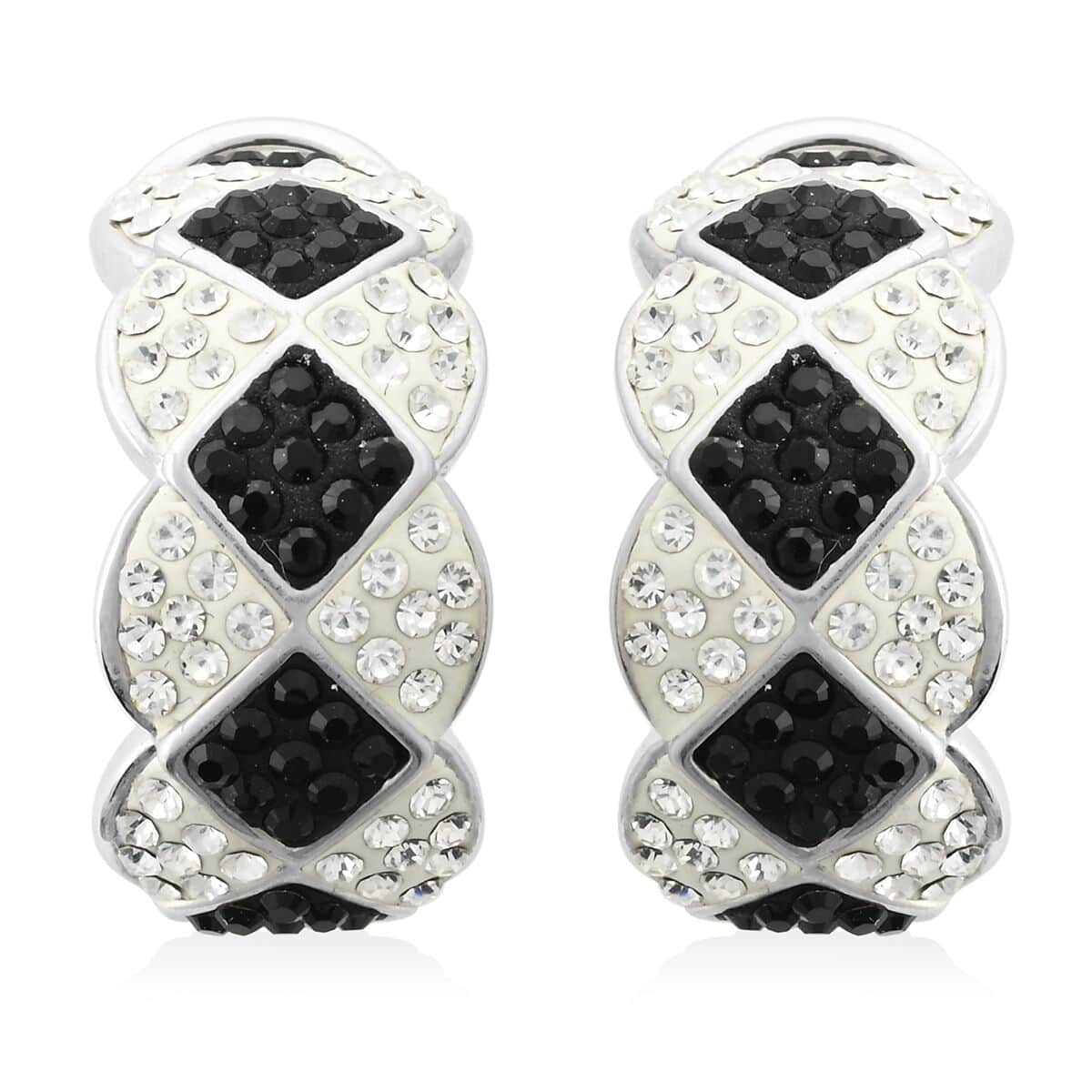 Black and White Austrian Crystal Earrings in Silvertone image number 0