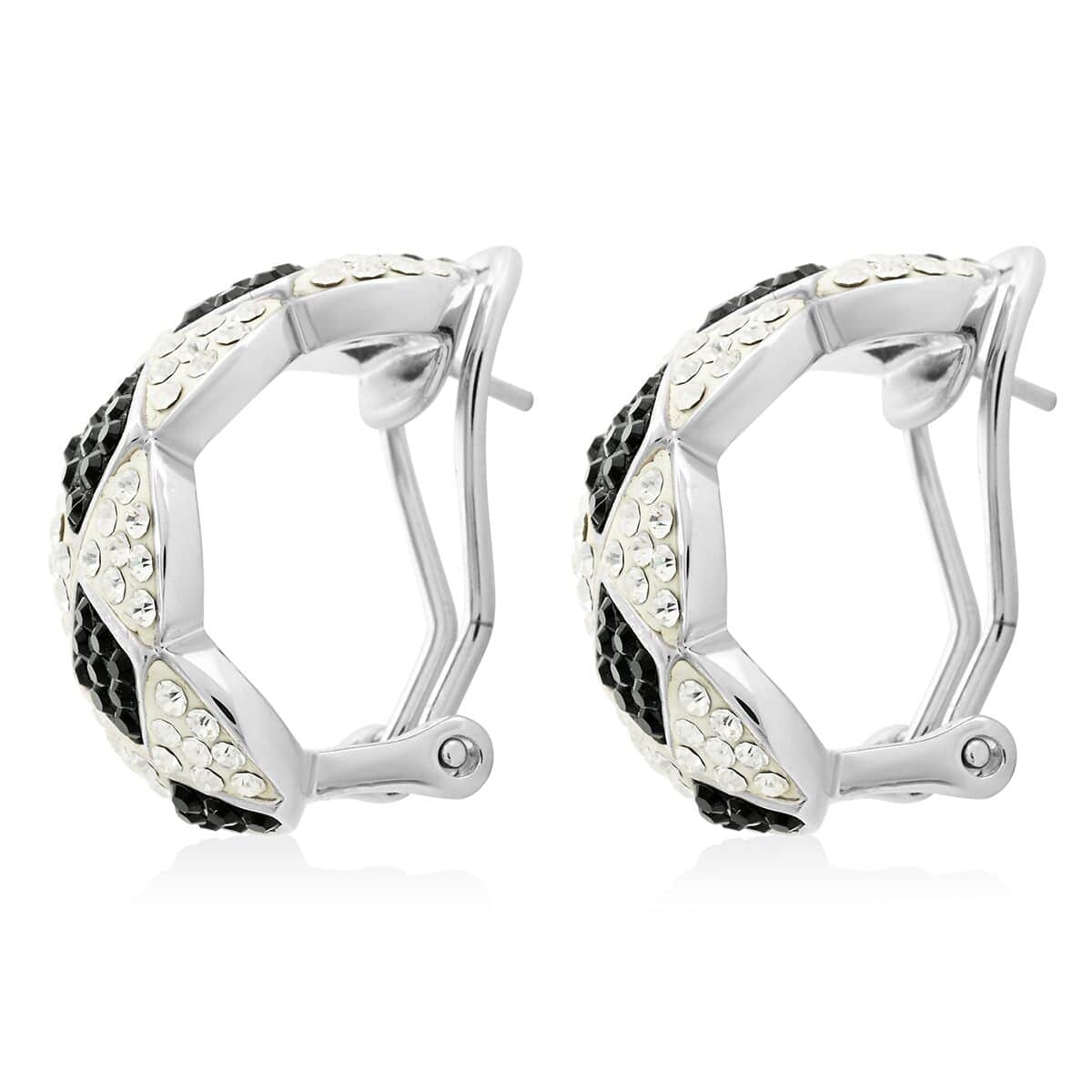 Black and White Austrian Crystal Earrings in Silvertone image number 3
