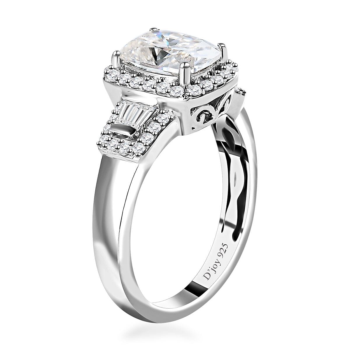 Moissanite Halo Ring in Platinum Over Sterling Silver (Size 10.0) 1.90 ctw image number 3