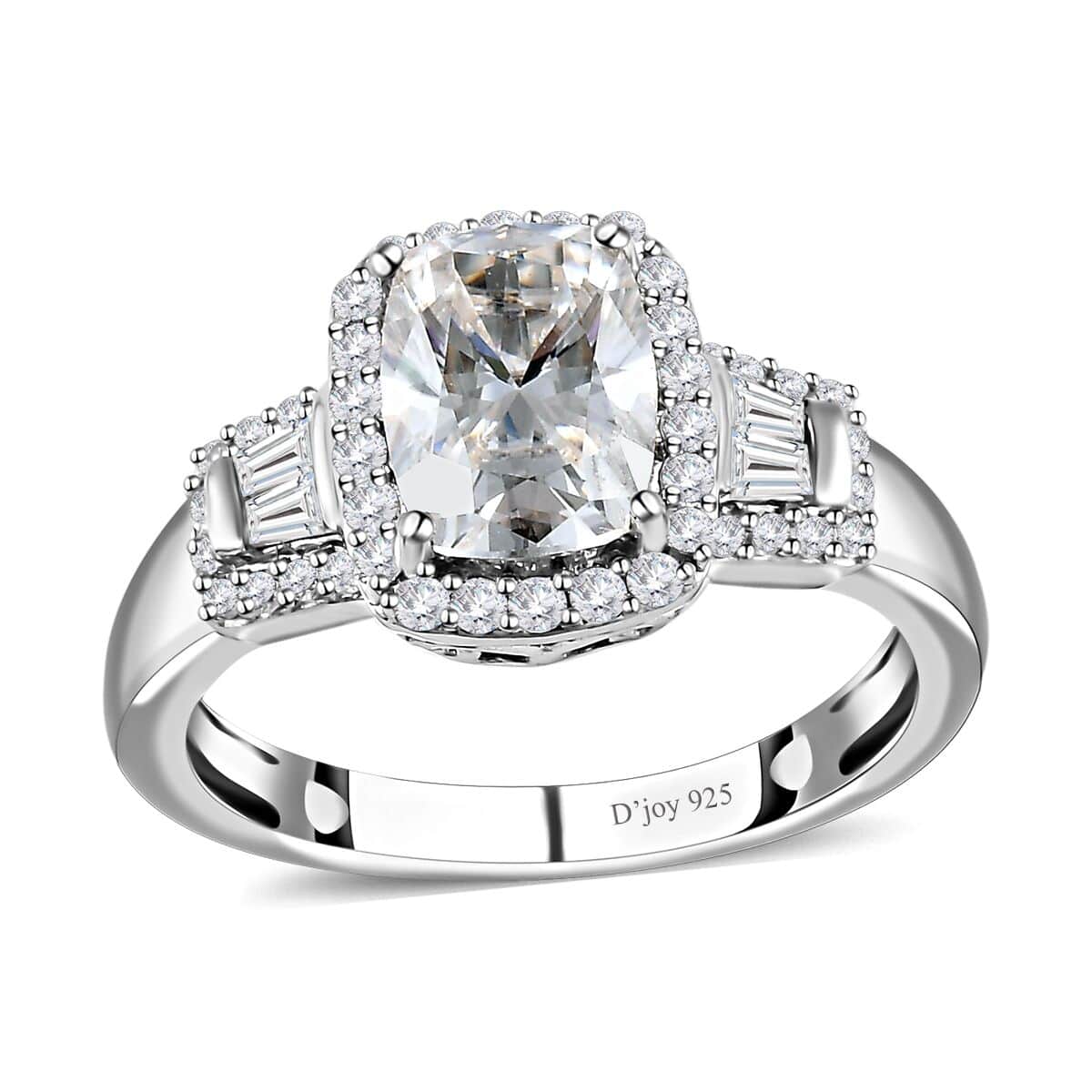 Moissanite Halo Ring in Platinum Over Sterling Silver (Size 8.0) 2.00 ctw image number 0