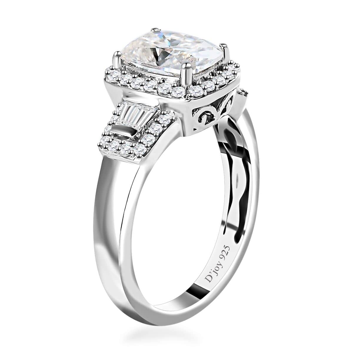 Moissanite Halo Ring in Platinum Over Sterling Silver (Size 8.0) 2.00 ctw image number 3