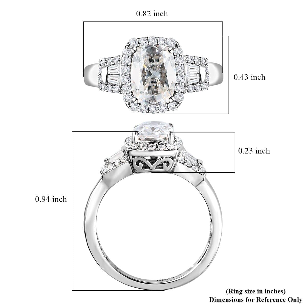 Moissanite Halo Ring in Platinum Over Sterling Silver (Size 8.0) 2.00 ctw image number 5