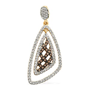 Champagne Color and White Austrian Crystal Pendant in Goldtone