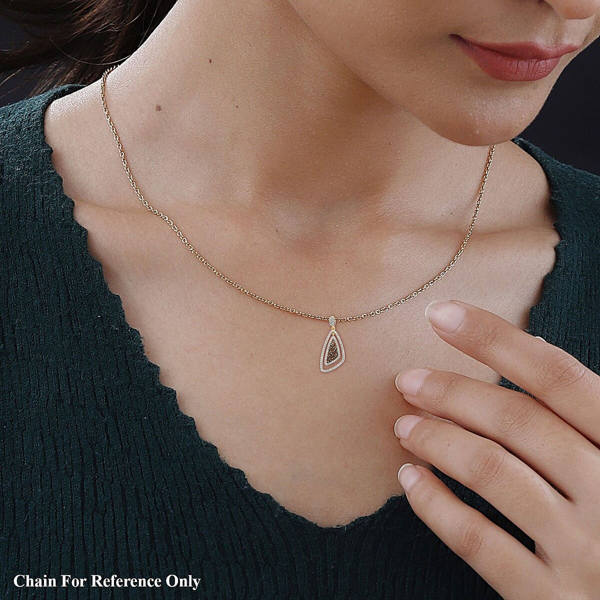 Champagne Color and White Austrian Crystal Pendant in Goldtone image number 2