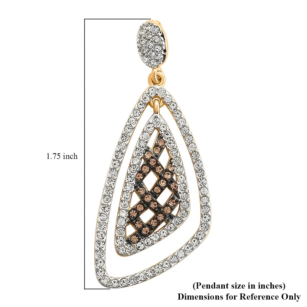 Champagne Color and White Austrian Crystal Pendant in Goldtone image number 4