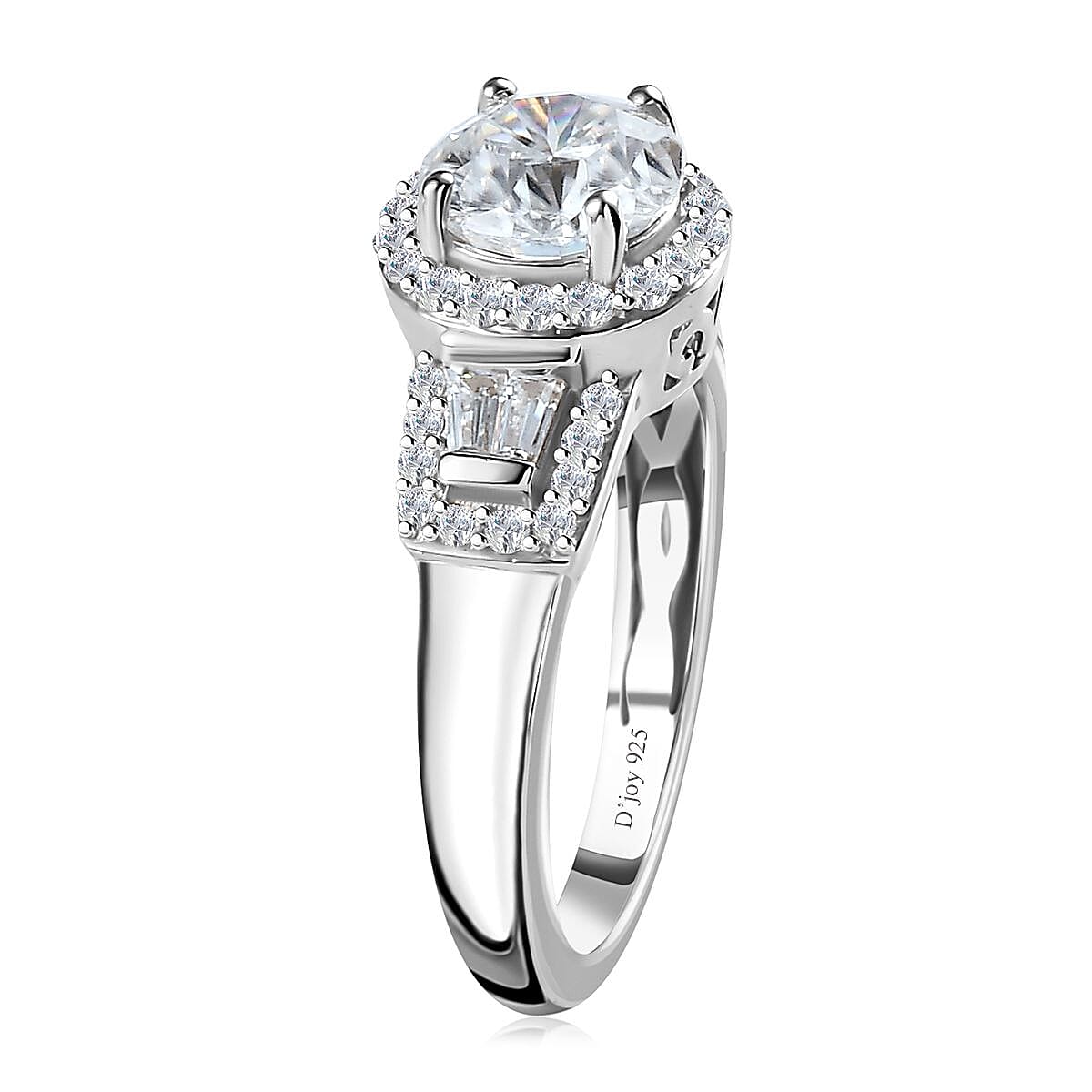 Shiled Cut Moissanite Halo Ring in Platinum Over Sterling Silver (Size 10.0) 1.65 ctw image number 3