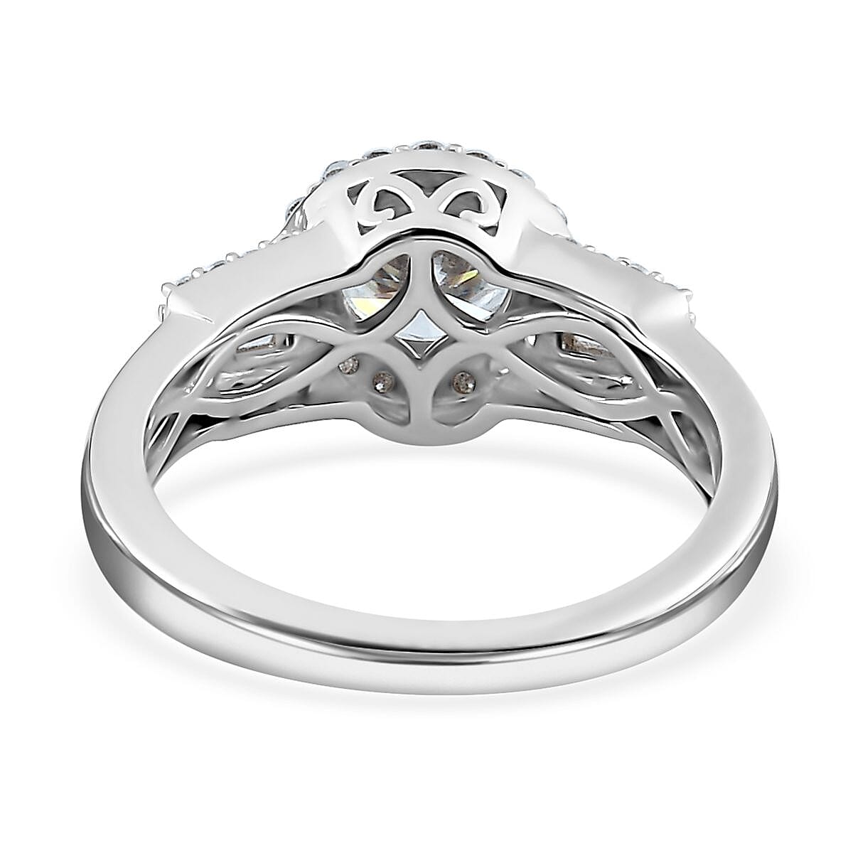 Shiled Cut Moissanite Halo Ring in Platinum Over Sterling Silver (Size 10.0) 1.65 ctw image number 4