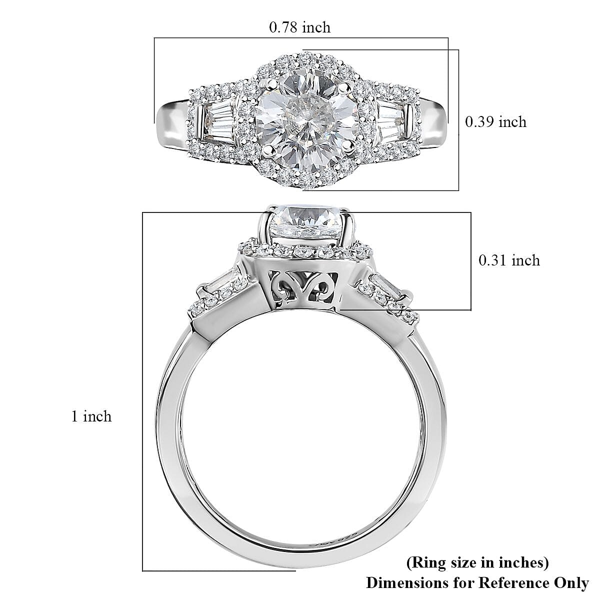 Shiled Cut Moissanite Halo Ring in Platinum Over Sterling Silver (Size 10.0) 1.65 ctw image number 5