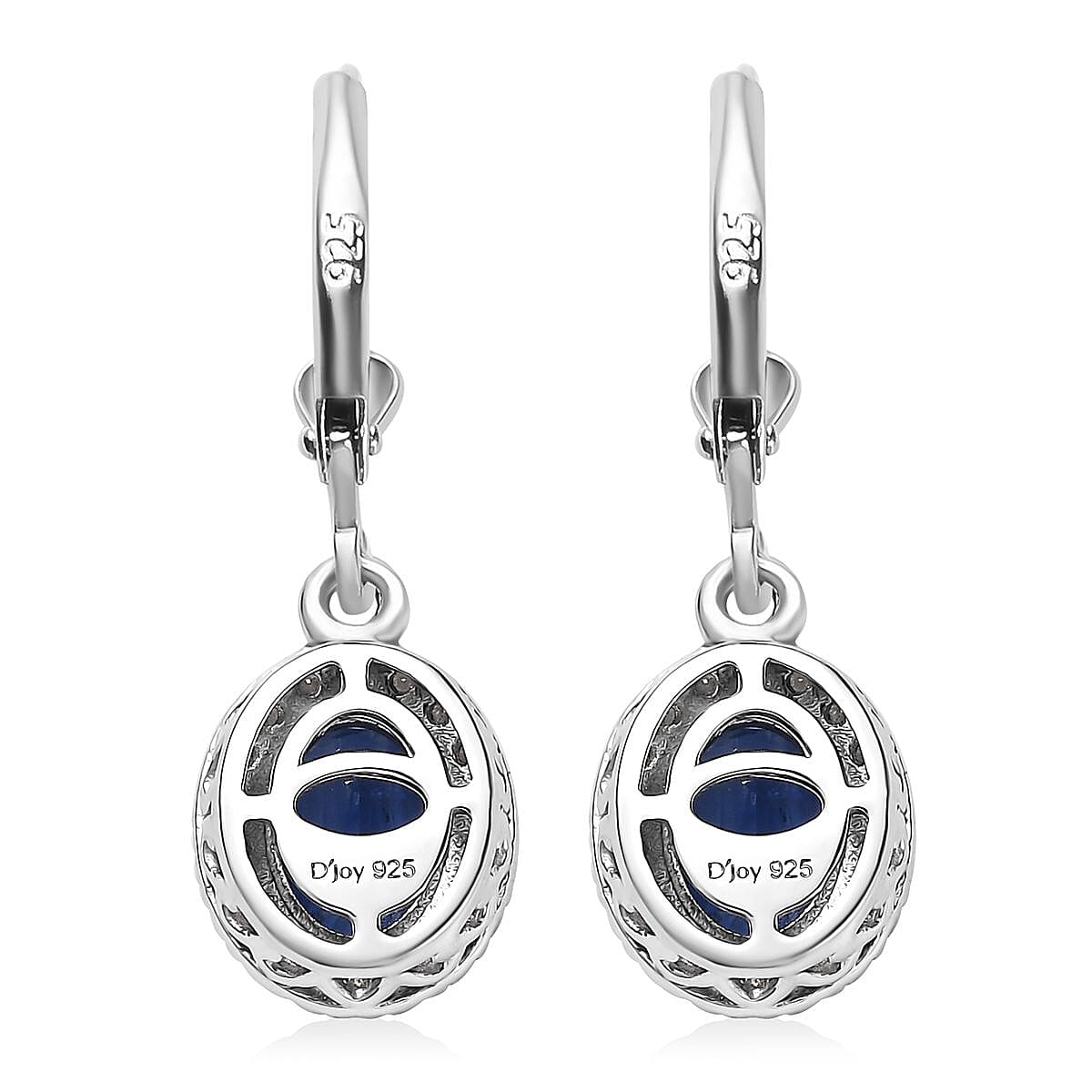 Kashmir Blue Kyanite and Moissanite Lever Back Earrings in Platinum Over Sterling Silver 3.65 ctw