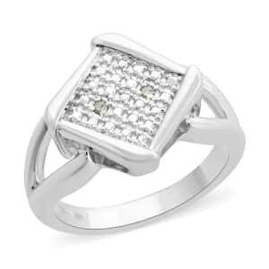 Closeout Deal Diamond Accent Ring in Silvertone (Size 7.0)