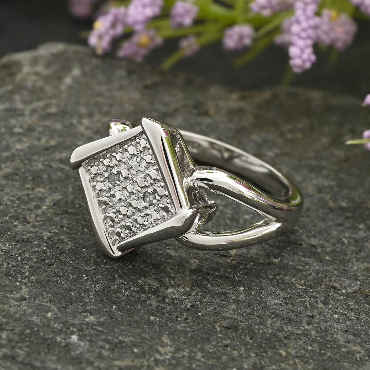 Diamond Accent Ring in Silvertone image number 1