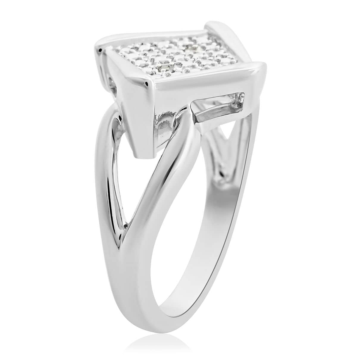Closeout Deal Diamond Accent Ring in Silvertone (Size 7.0) image number 3