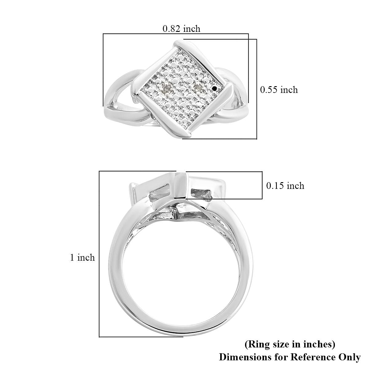 Diamond Accent Ring in Silvertone (Size 7.0)
