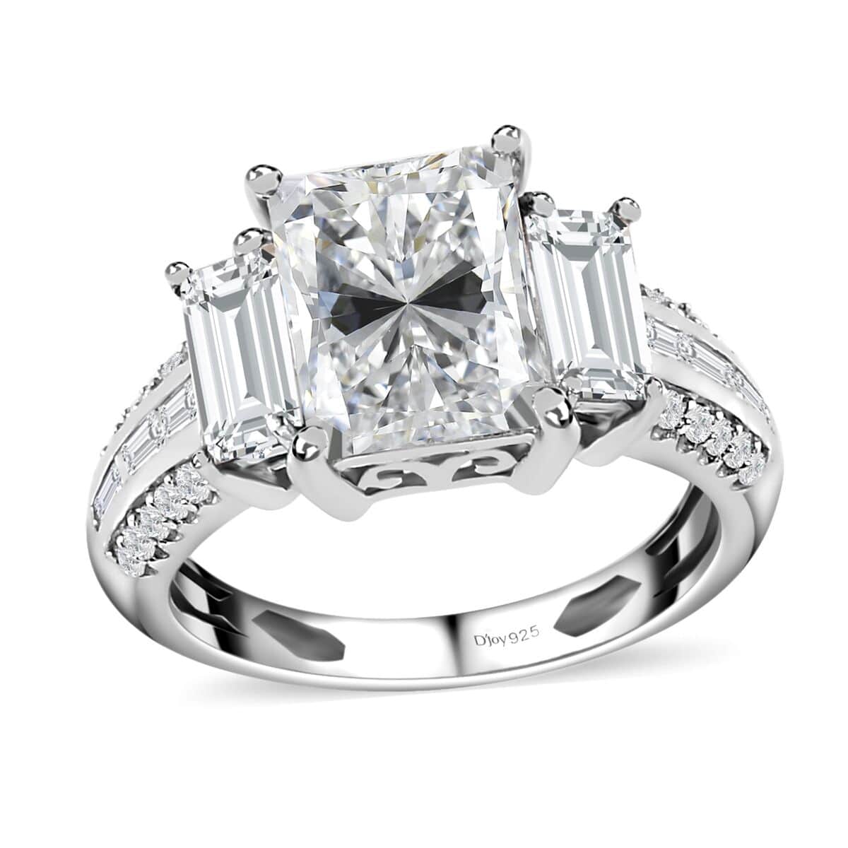 Princess Cut Moissanite Ring in Platinum Over Sterling Silver (Size 10.0) 3.70 ctw image number 0