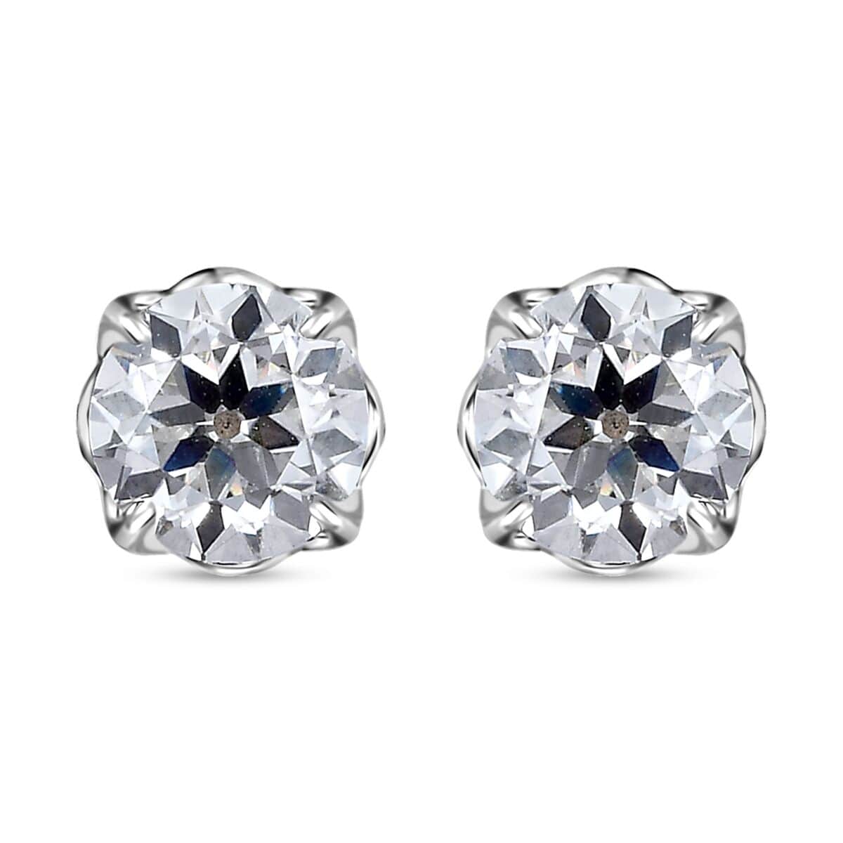 Birds Nest Cut Moissanite Stud Earrings in Platinum Over Sterling Silver 2.40 ctw image number 0