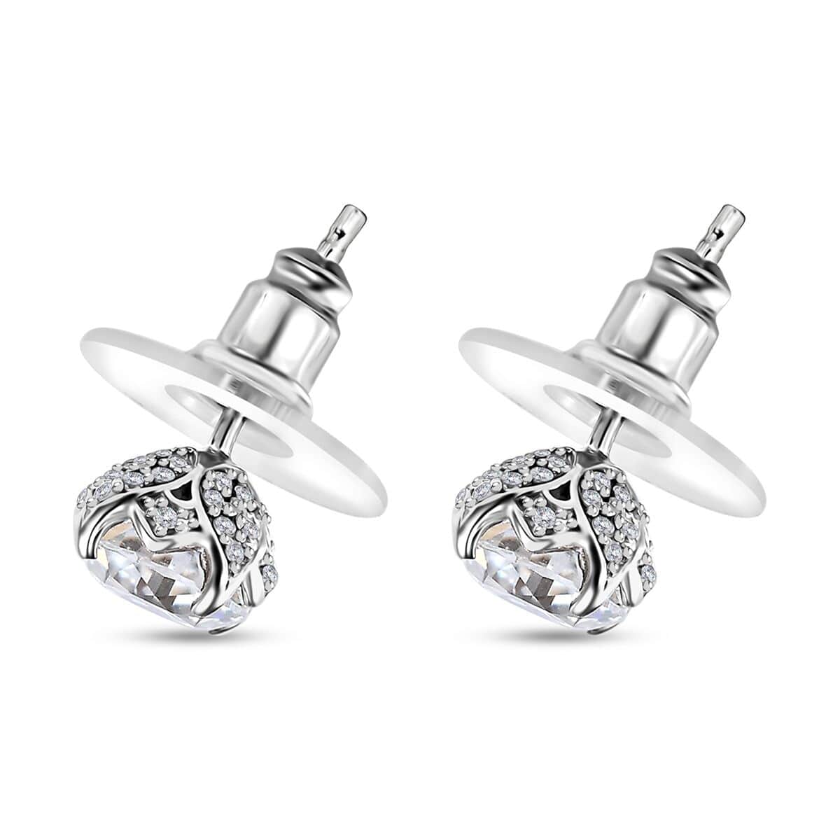 Birds Nest Cut Moissanite Stud Earrings in Platinum Over Sterling Silver 2.40 ctw image number 3