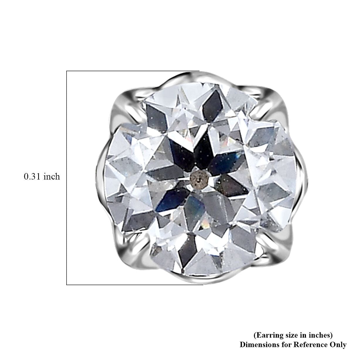 Birds Nest Cut Moissanite Stud Earrings in Platinum Over Sterling Silver 2.40 ctw
