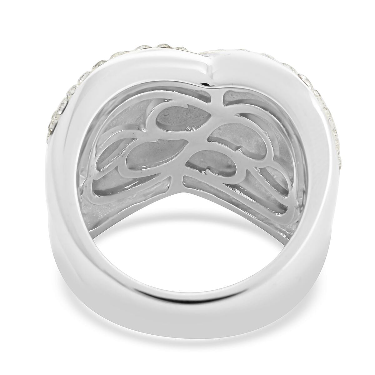 White Austrian Crystal Ring in Silvertone (Size 8.0)