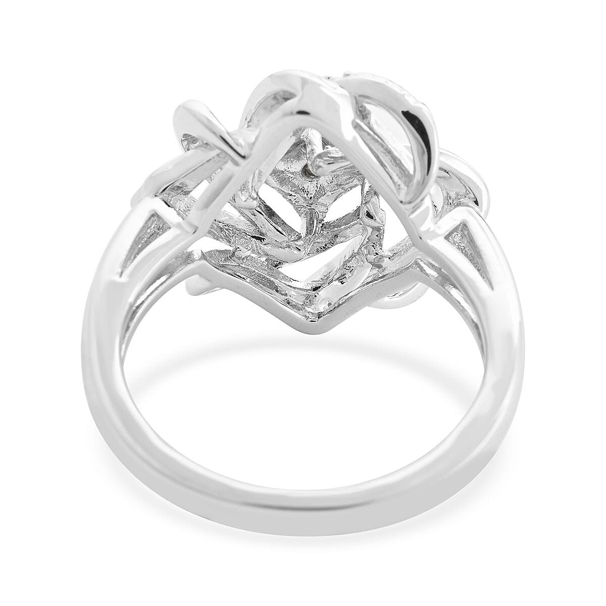 White Austrian Crystal Ring in Silvertone (Size 7.0)