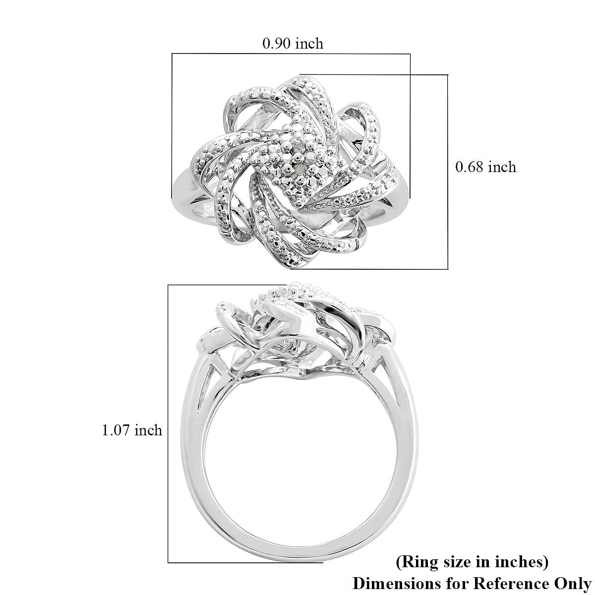 White Austrian Crystal Ring in Silvertone (Size 7.0)